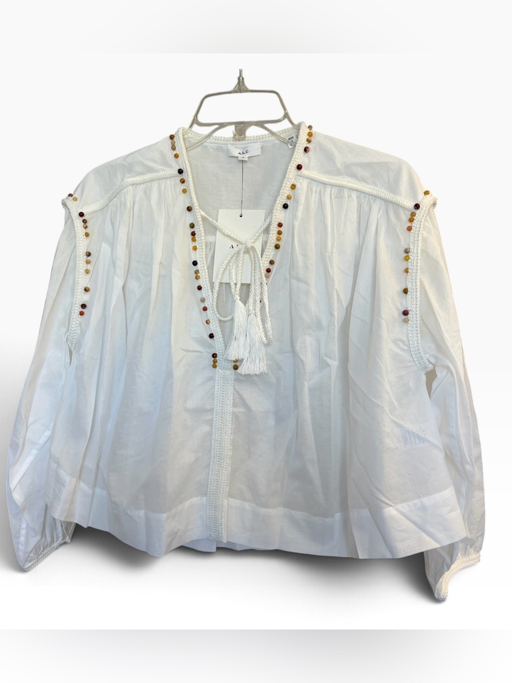 A.L.C. | Jodie Top | White Beaded Cotton top | NWT | Size S